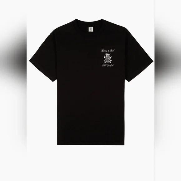 Sporty & Rich The Carlyle Crest T-Shirt - Black/ White XS - Picture 1 of 7